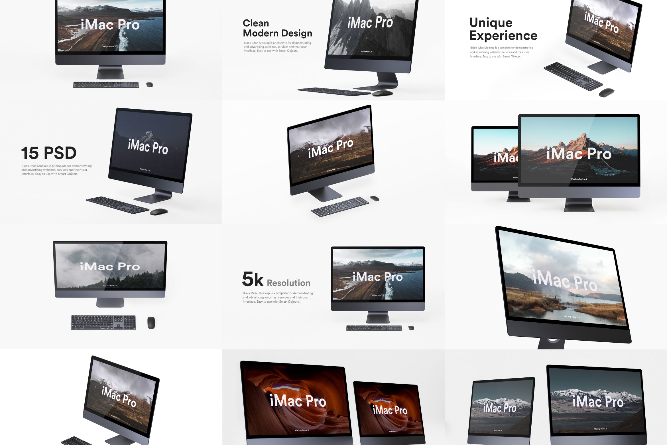 5K高分辨率iMac Pro一体机多角度样机模板 iMac Pro Kit插图