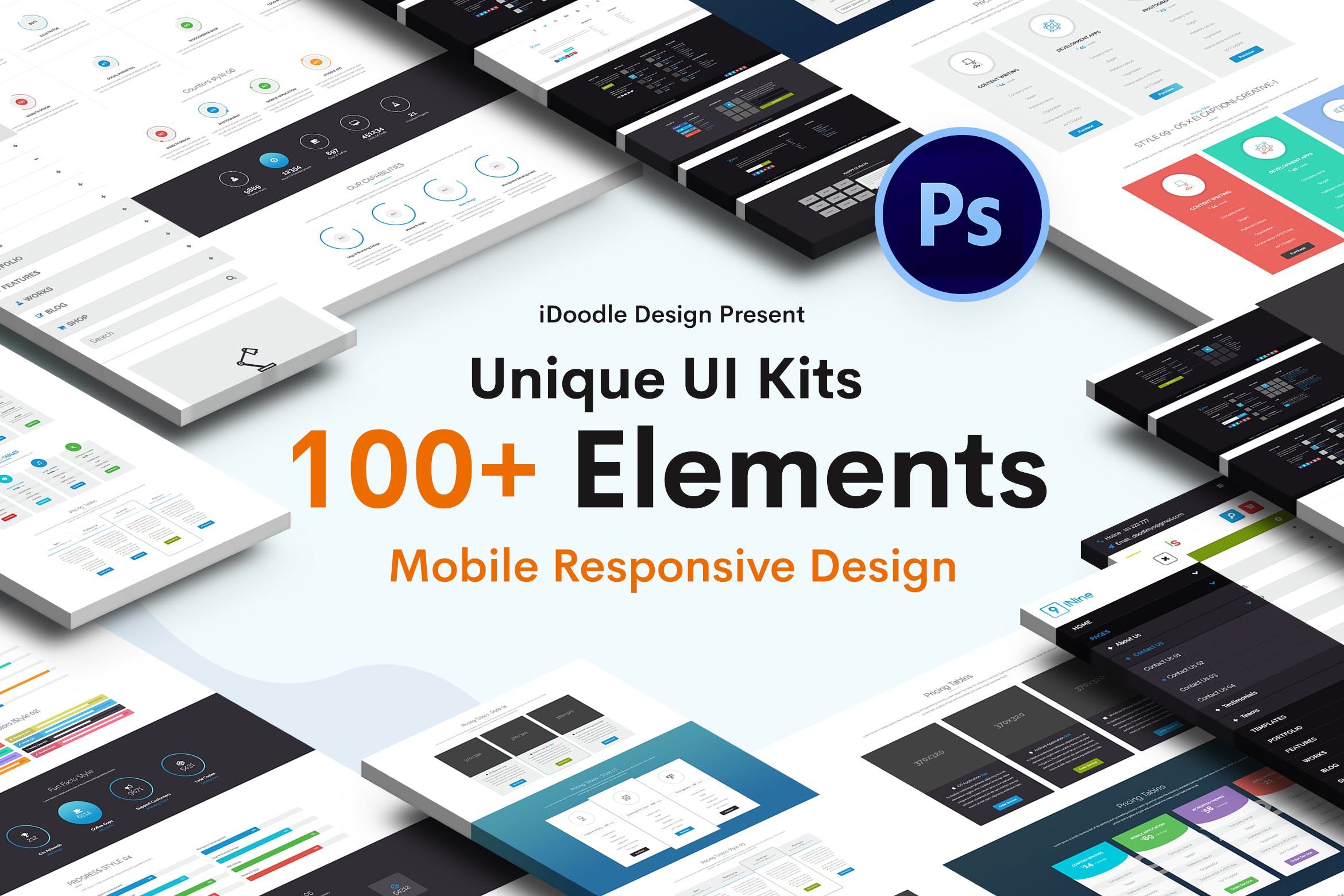 100+网站&移动网站设计UI素材包 UI Kits Website Design & Mobile Responsive插图