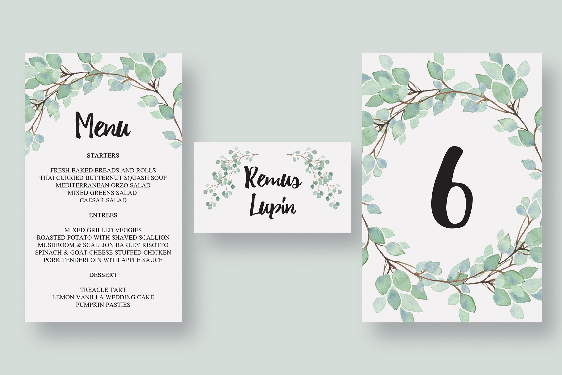 绿植装饰桉树婚礼邀请函模板 Eucalyptus Wedding Invitation Suite插图(3)