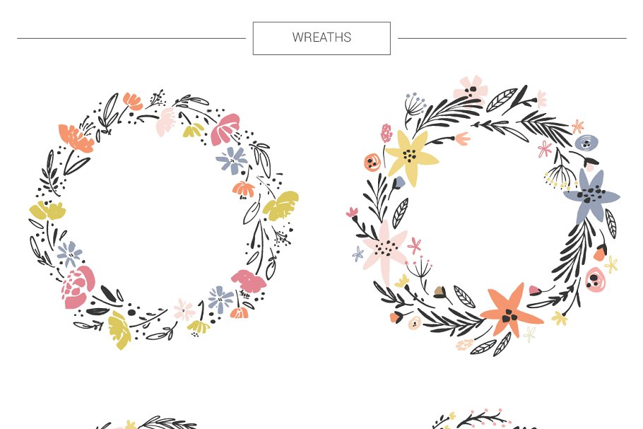 超级手绘花卉&叶子元素大礼包 Floral mega-bundle: 1267 elements插图11