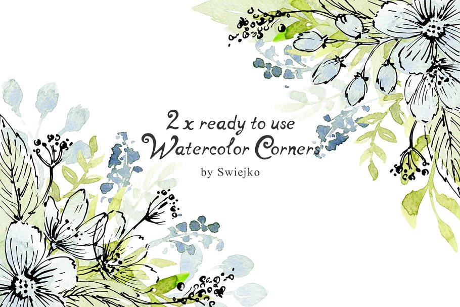 非常适合婴儿&婚礼主题的手绘花卉元素 Watercolor Flowers插图1