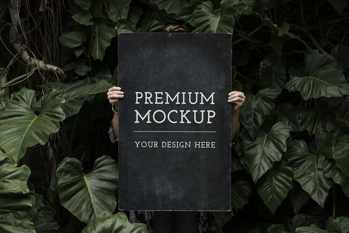 自然植物背景海报设计样机 Premium Mockup Frame插图