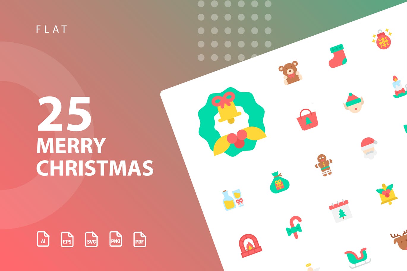 25枚圣诞节节日主题扁平设计风格图标 Merry Christmas Flat插图