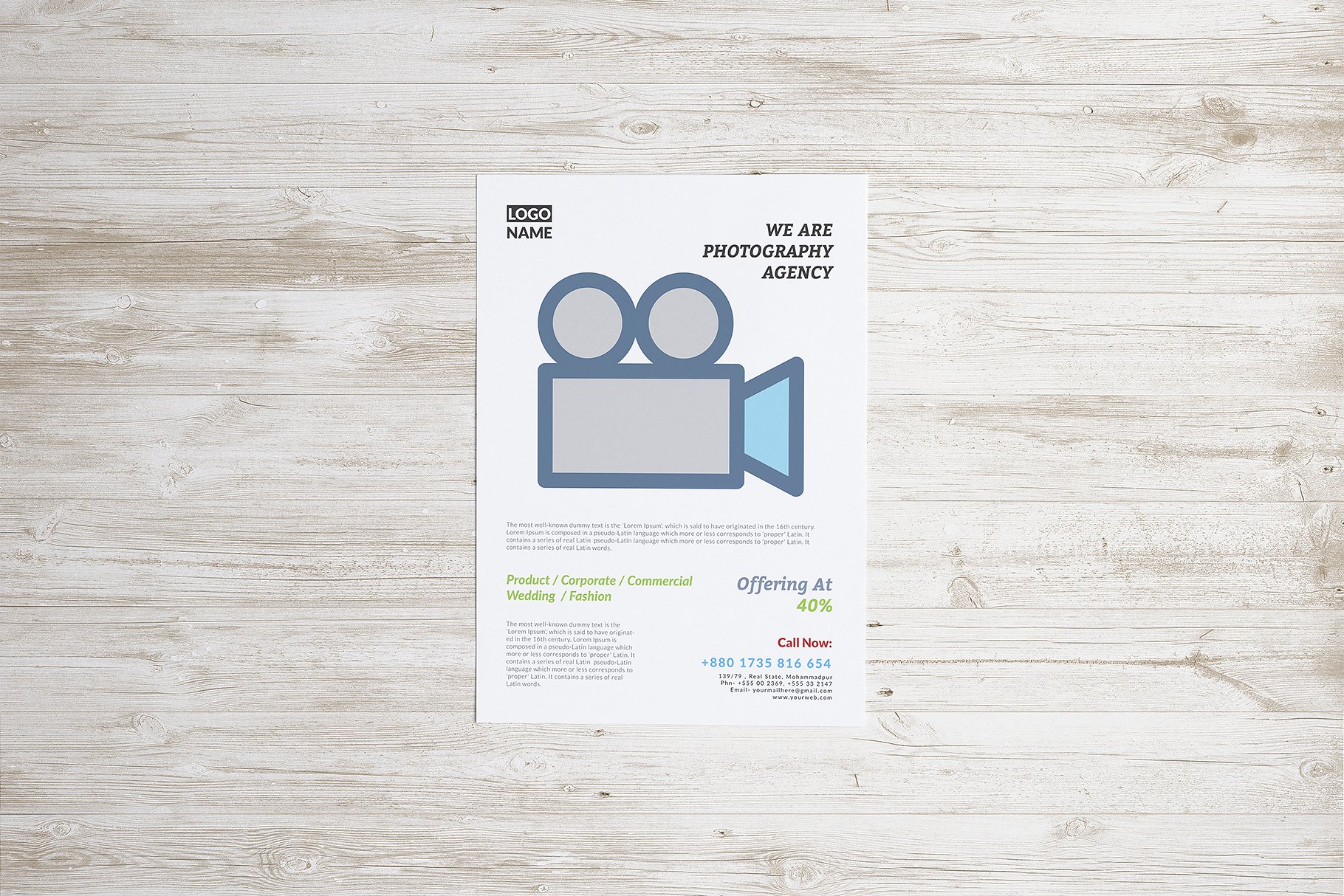 信笺，传单，海报样机模板合集 Letterhead, Flyer, Poster mockup v.1插图(5)