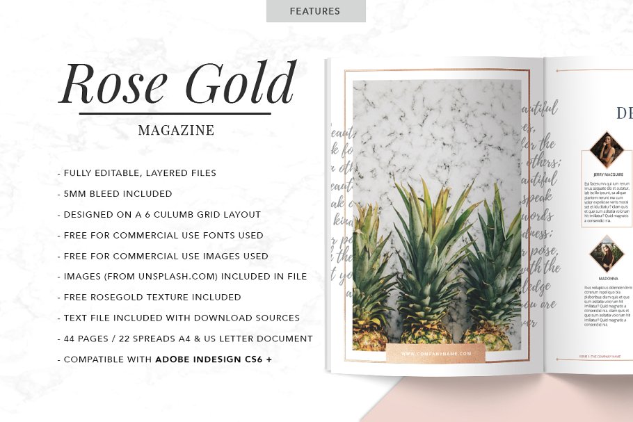 玫瑰金排版风格杂志模板 ROSE GOLD | Magazine插图1