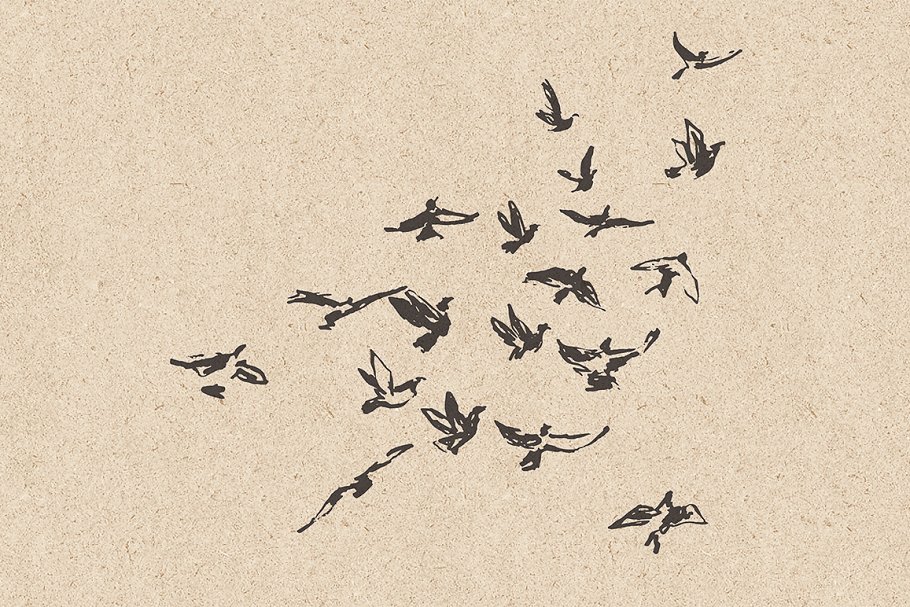 鸟群素描设计素材 Flocks of birds, sketch style插图(8)