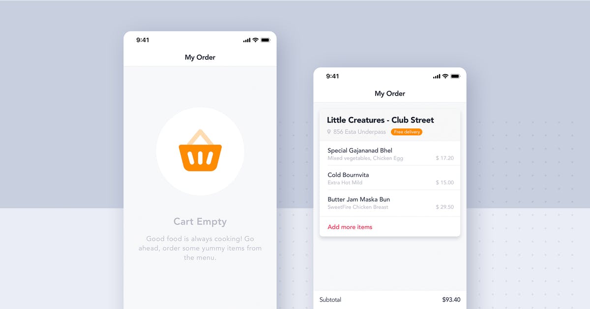 外卖订餐APP应用界面设计-我的订单 Food Delivery UI Kit – My Order screen插图