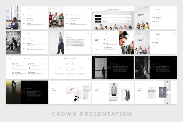 简单专业的企业PPT模板设计素材 CROWN Powerpoint Template插图(2)