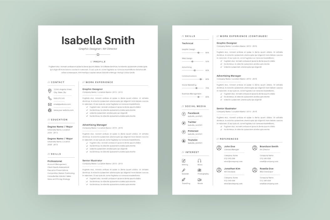 Less is More设计理念个人简历设计模板v1 Resume Template V.1插图(2)