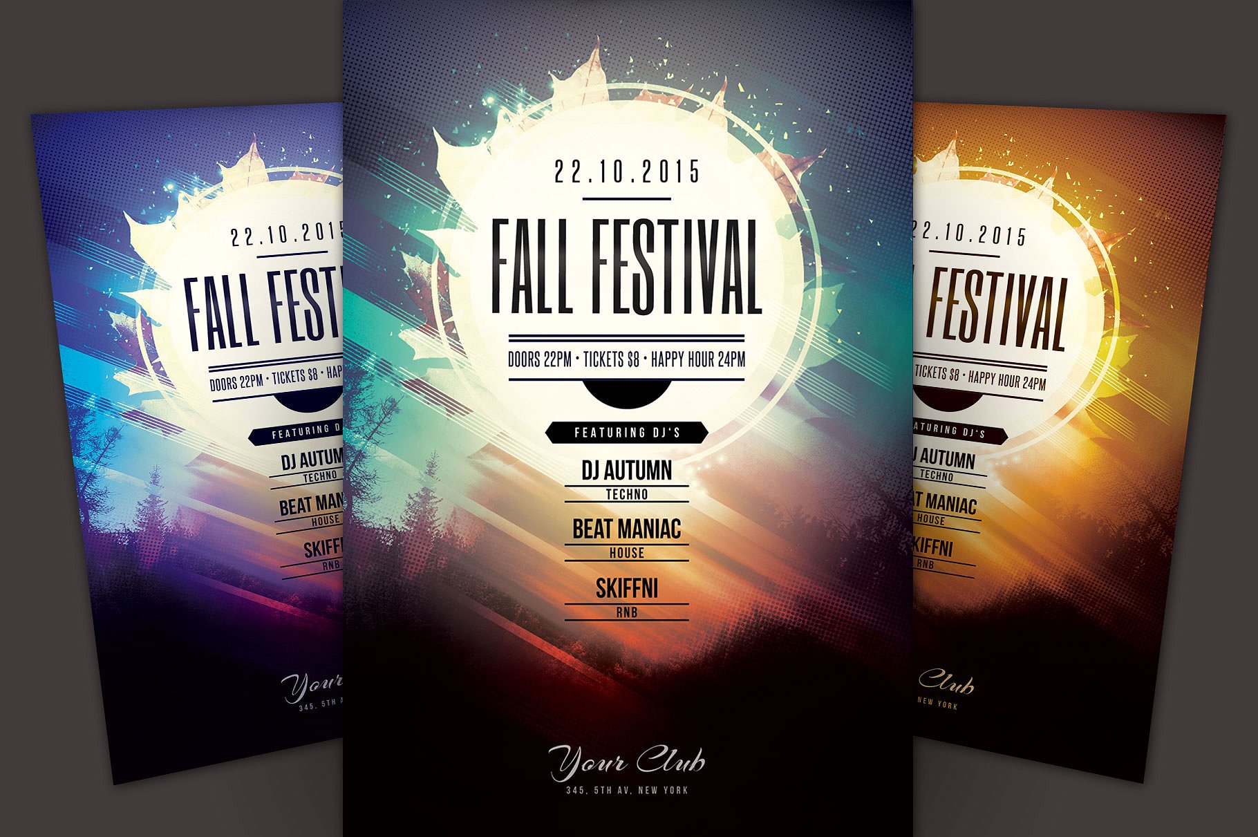 秋季活动海报宣传传单模板 Fall Festival Flyer Template插图