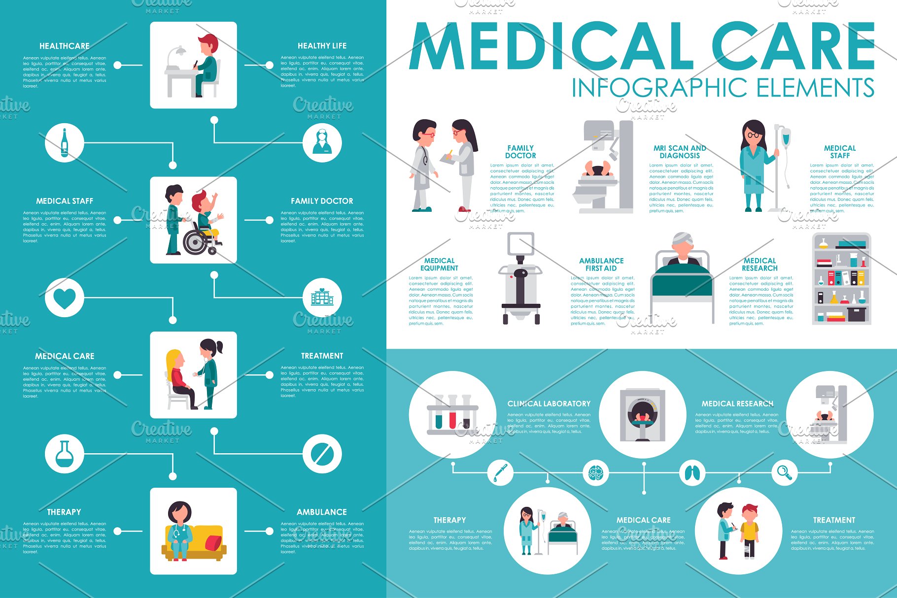 12款医药主题扁平化设计风格信息图表素材 12 Medical Flat Infographics插图(10)