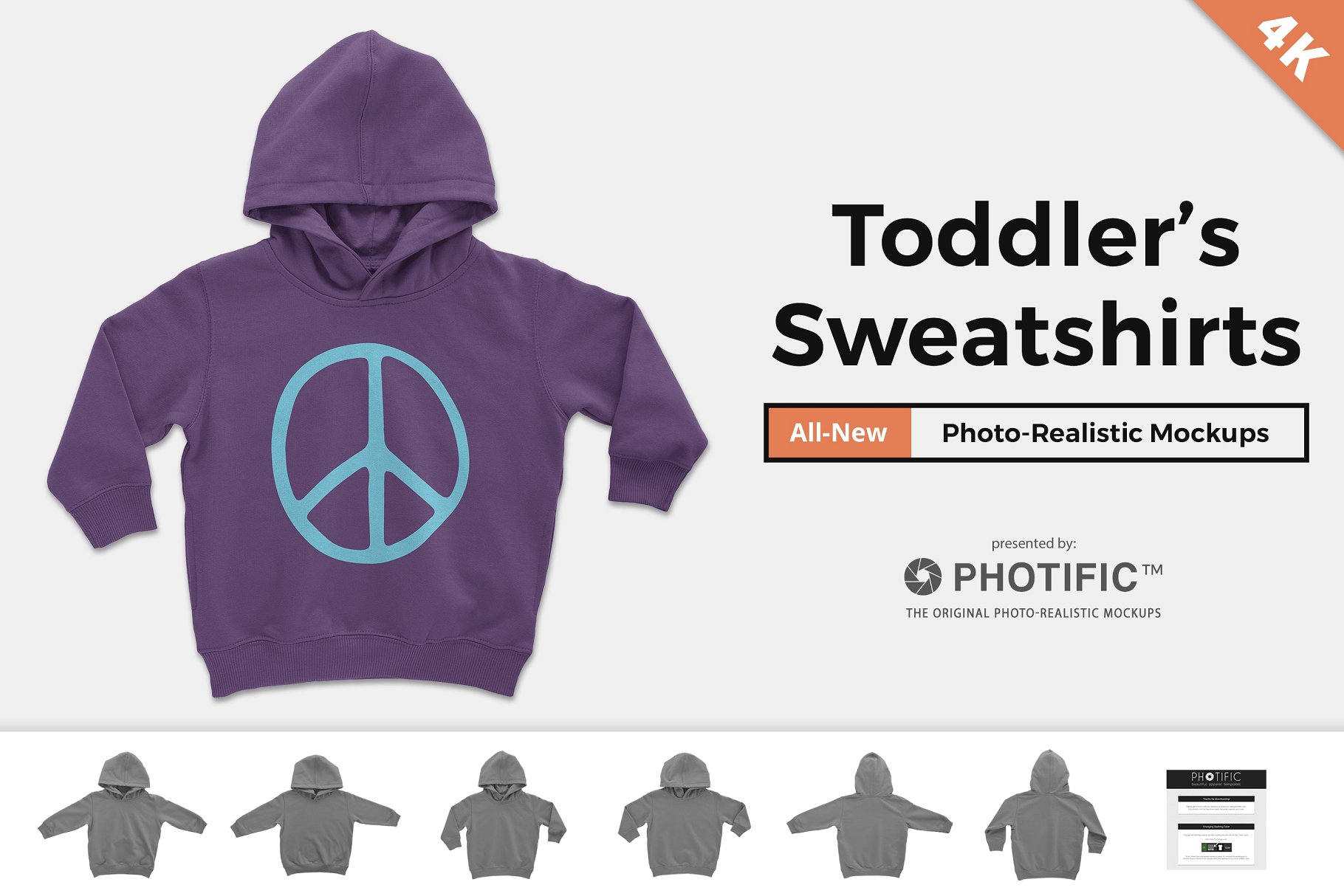 幼童套头卫衣样机模板 Toddler’s Pullover Hoodie Mockups插图