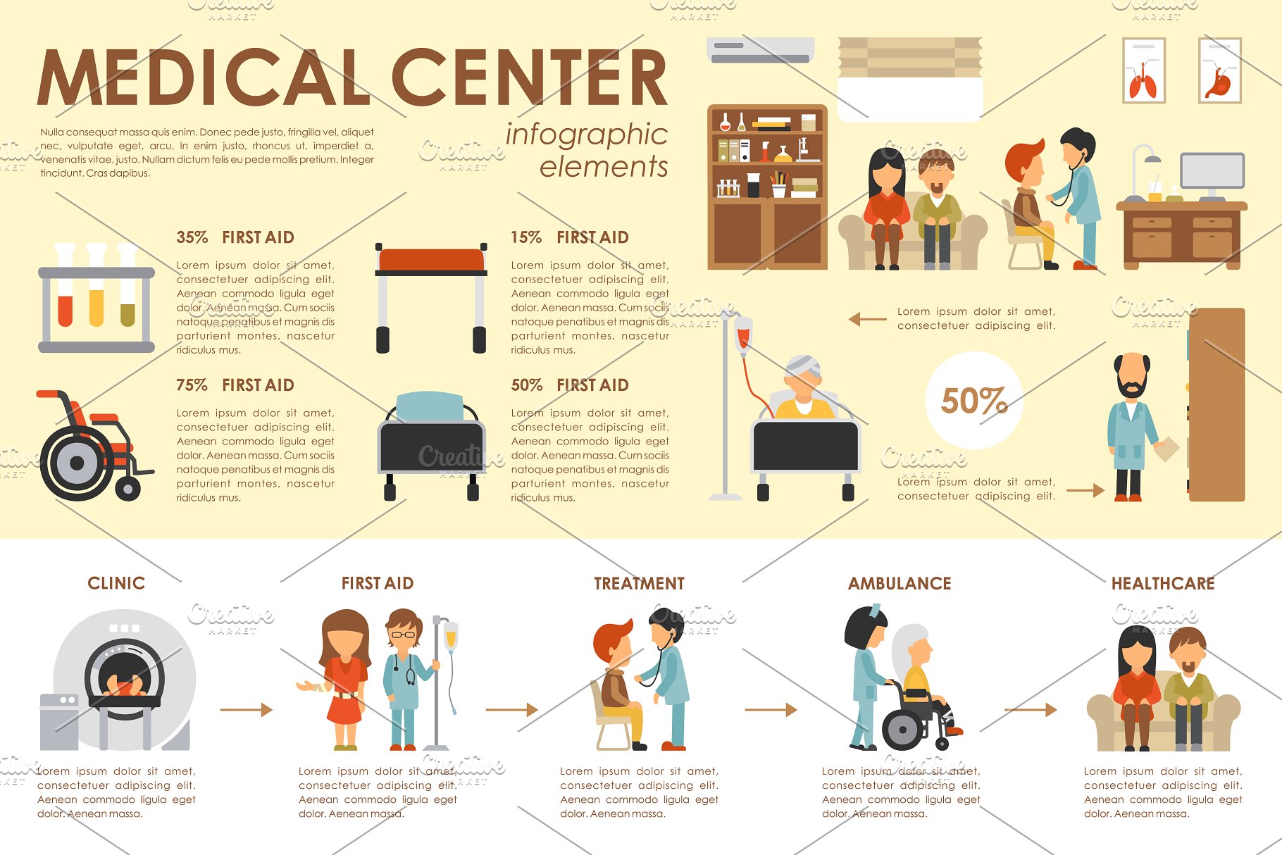 12款医药主题扁平化设计风格信息图表素材 12 Medical Flat Infographics插图(7)