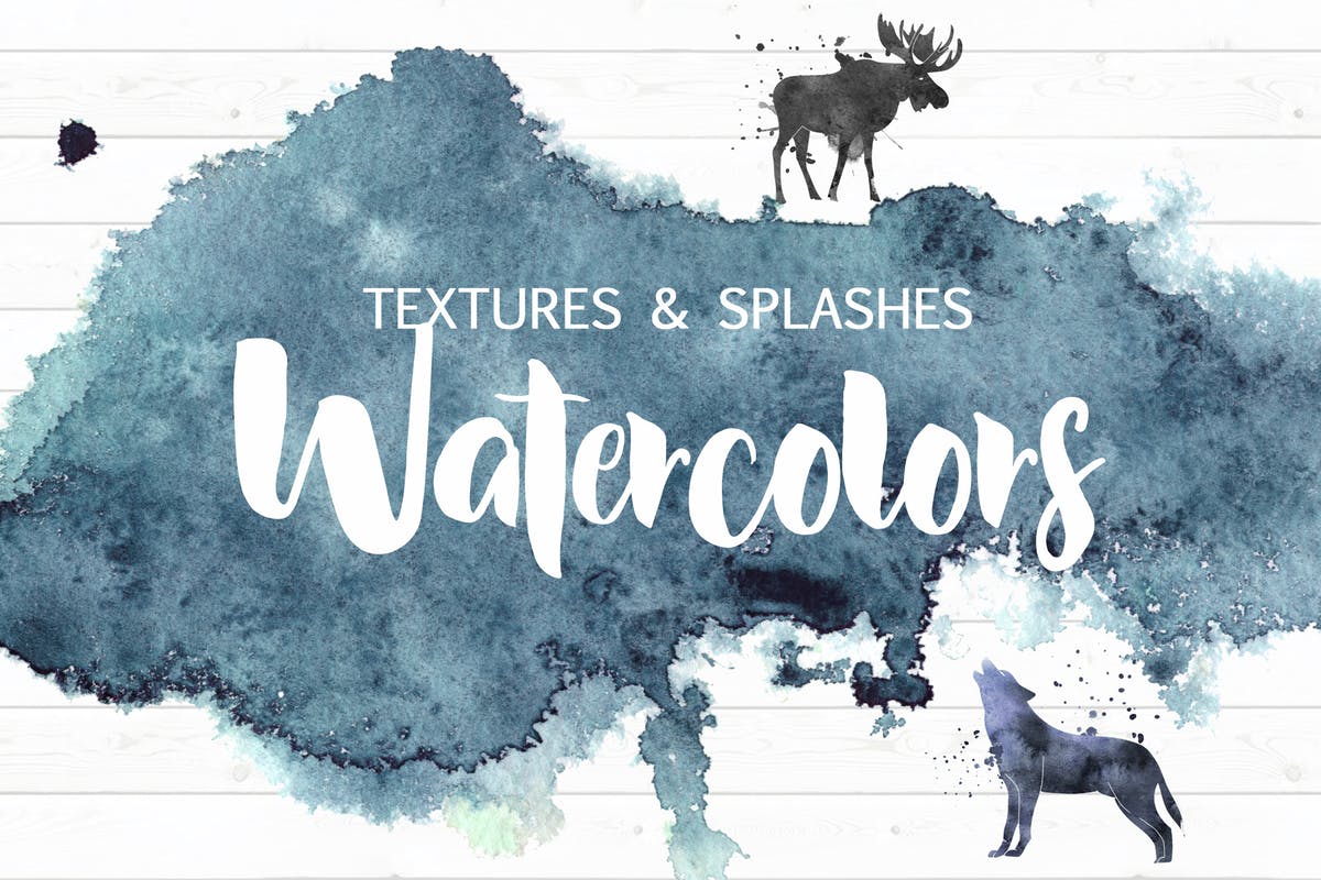 水彩肌理纹理＆水彩飞溅斑点设计素材 Watercolor textures&splashes插图