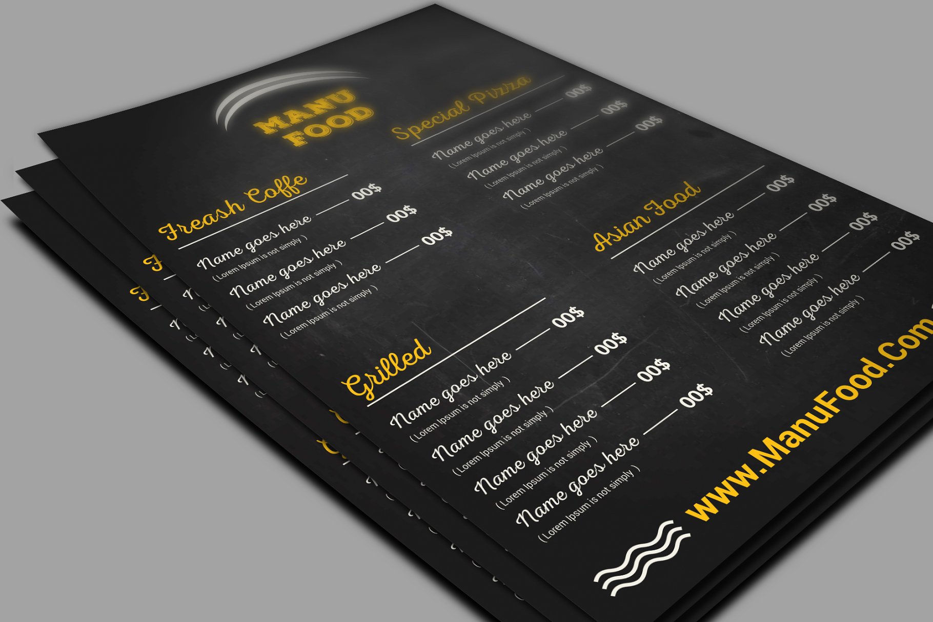 西式餐饮高端菜单设计模板 Food Menu & Flyer插图(2)