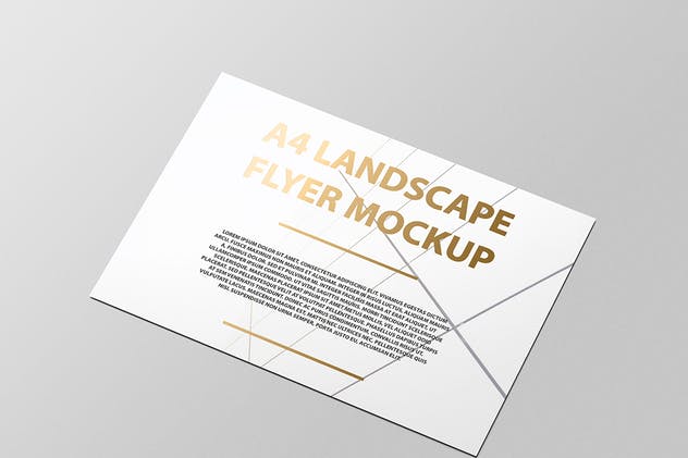 A4横向铝箔冲压工艺传单海报样机 A4 Landscape Flyer / Poster Mockup – Foil Stamping插图(14)