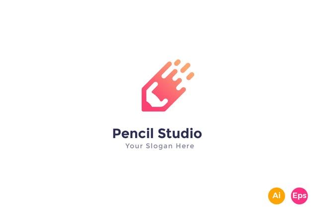 铅笔图形创意Logo设计模板 Pencil Studio Logo Template插图(1)