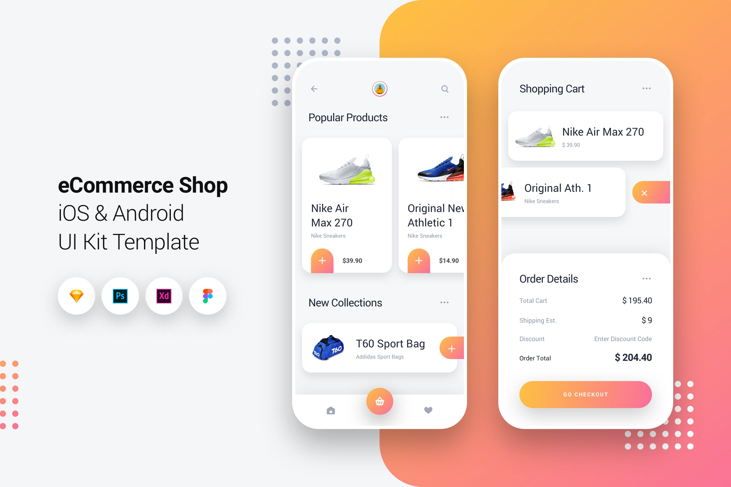 iOS&Android手机移动商城APP应用UI设计套件 eCommerce Shop App iOS & Android UI Kit Template插图