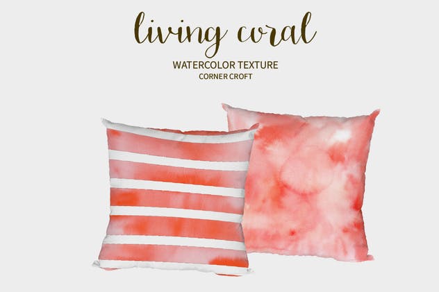 2019年流行色珊瑚红水彩纹理合集 Watercolor Texture Living Coral插图(5)