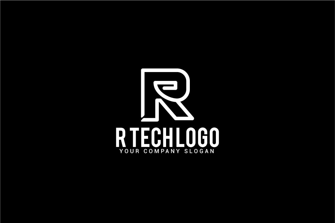 创意字母Logo模板系列之字母R R tech logo插图2