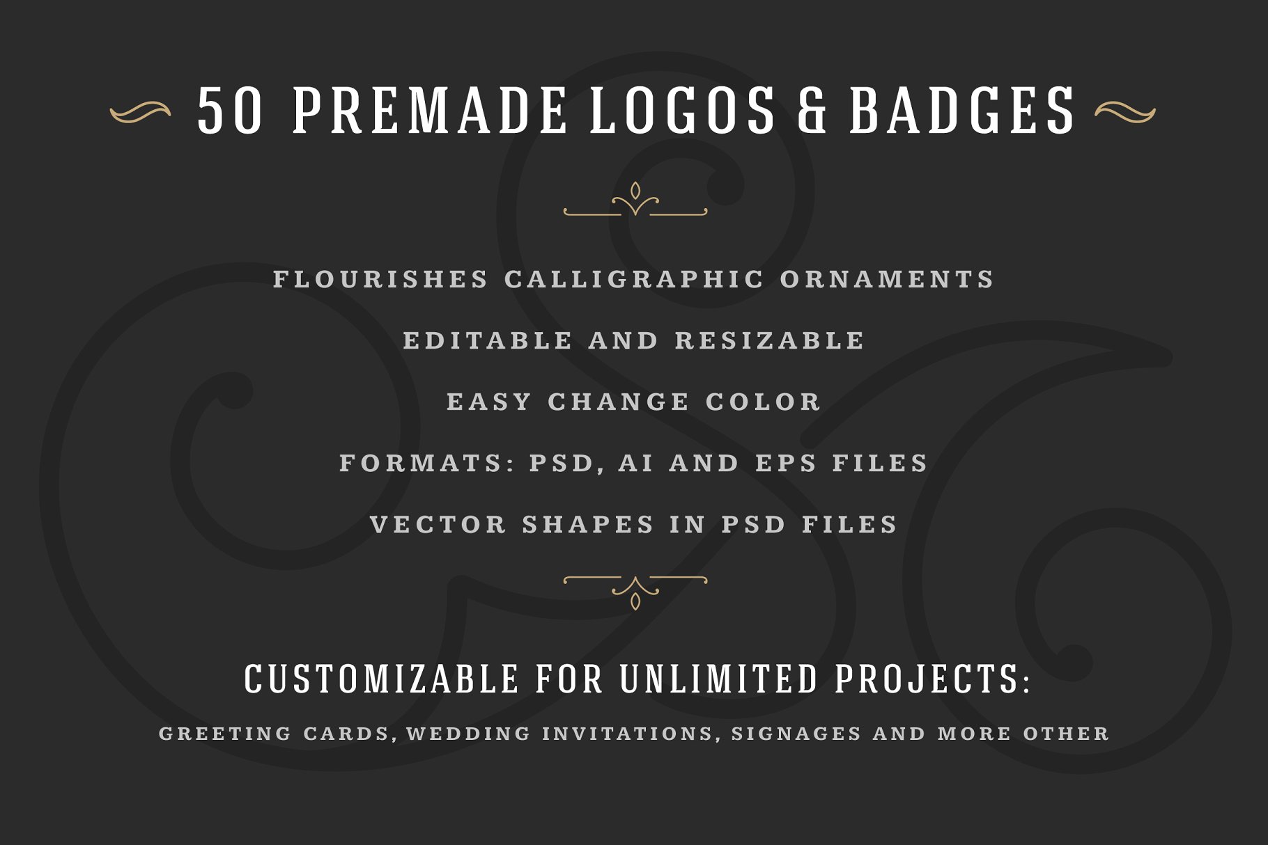 50个奢华装饰Logo及徽章  50 Ornament logos & badges插图1