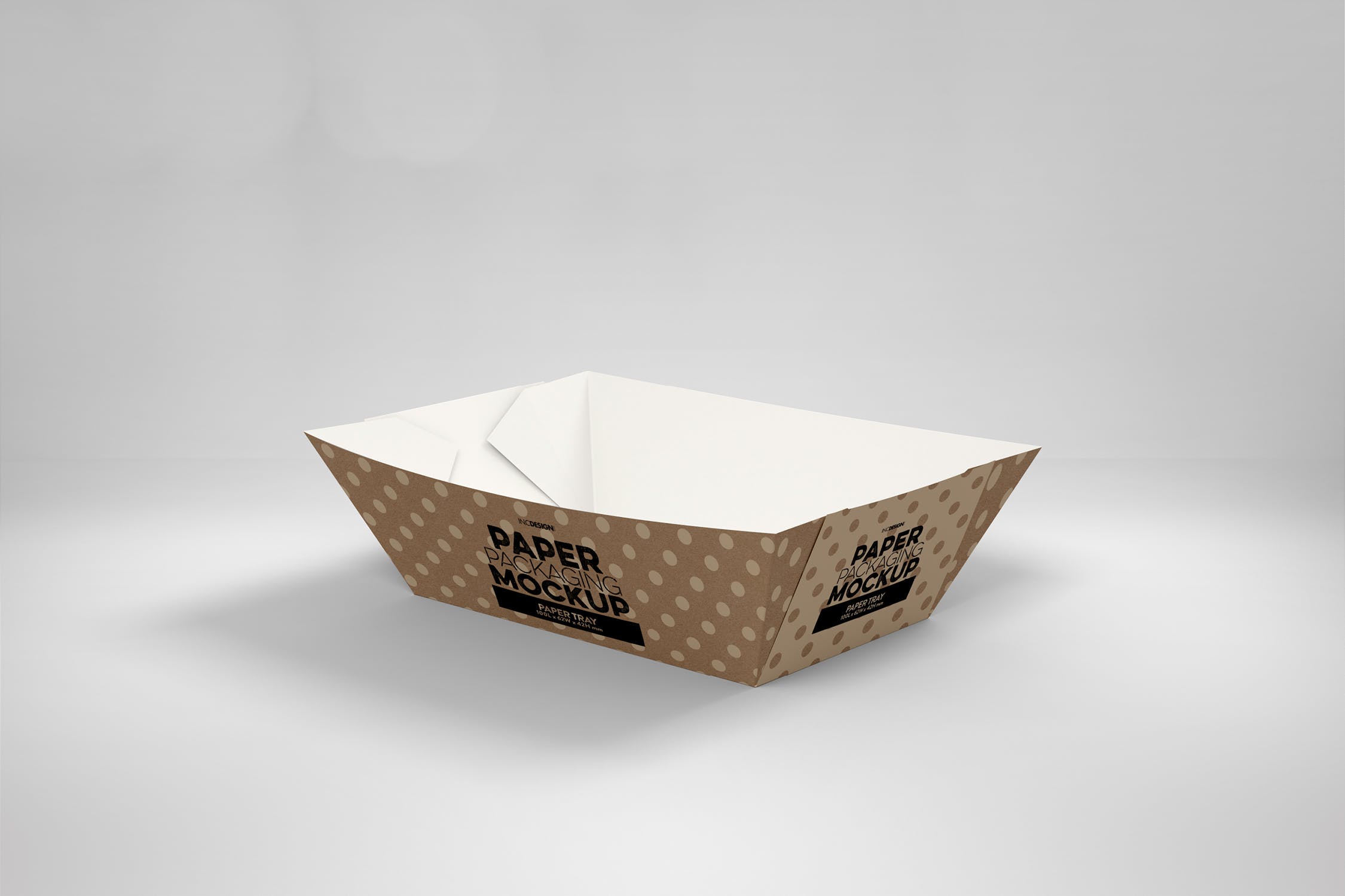 小吃纸盘托盘包装设计样机模板 Paper Tray 4 Packaging Mockup插图(1)