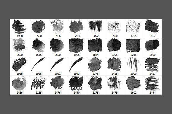 32个超高分辨率水彩笔触笔刷  Watercolor Strokes Brush Pack插图(4)