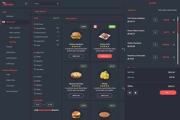 餐厅用户界面订餐系统UI套件 Tomatus-Restaurant User Website & Dashboard UI Kit插图5