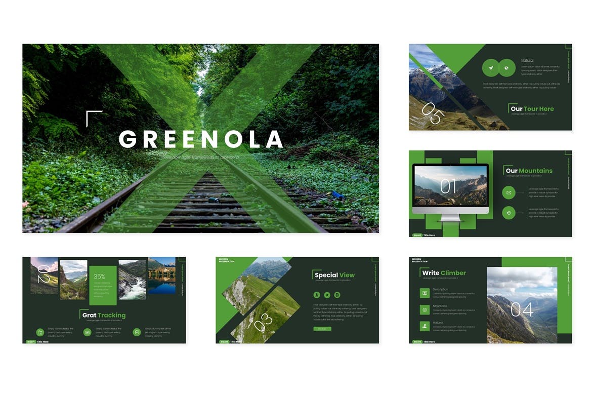自然景观旅游主题谷歌幻灯片模板 Greenola – Google Slides Template插图(1)