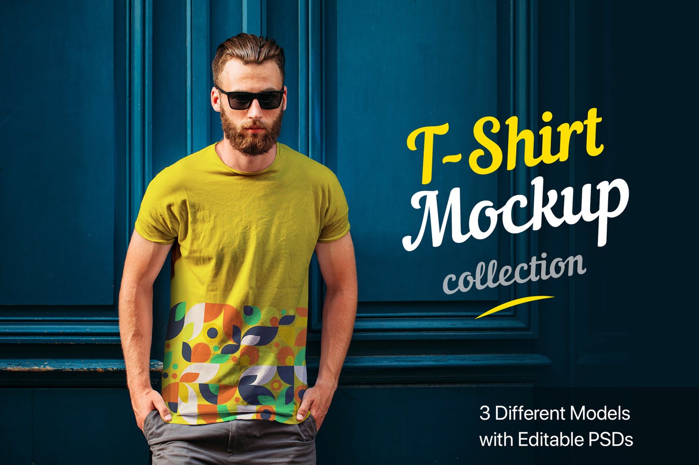 高档男士圆领T恤印花设计模特上身效果图样机 T-Shirt Mockup Collection 02插图