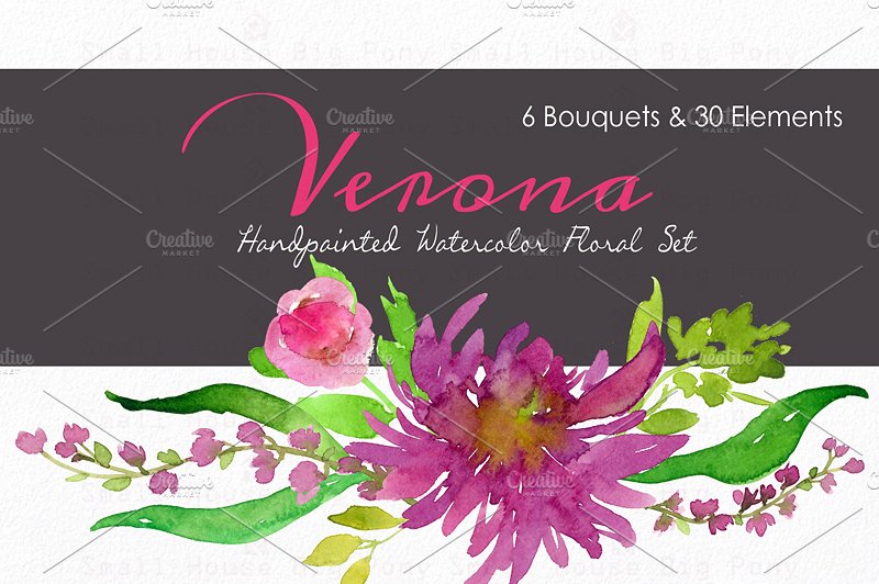 维罗纳-水彩花卉套装 Verona – Watercolor Floral Set插图5