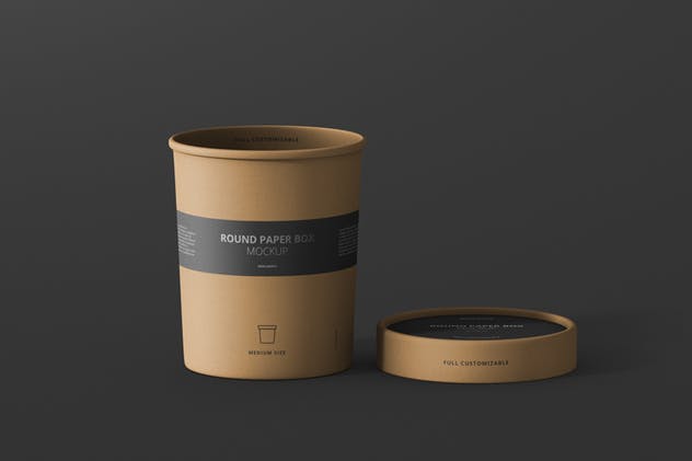 茶叶/咖啡中等尺寸纸筒包装样机模板 Paper Box Mockup Round – Medium Size插图(3)