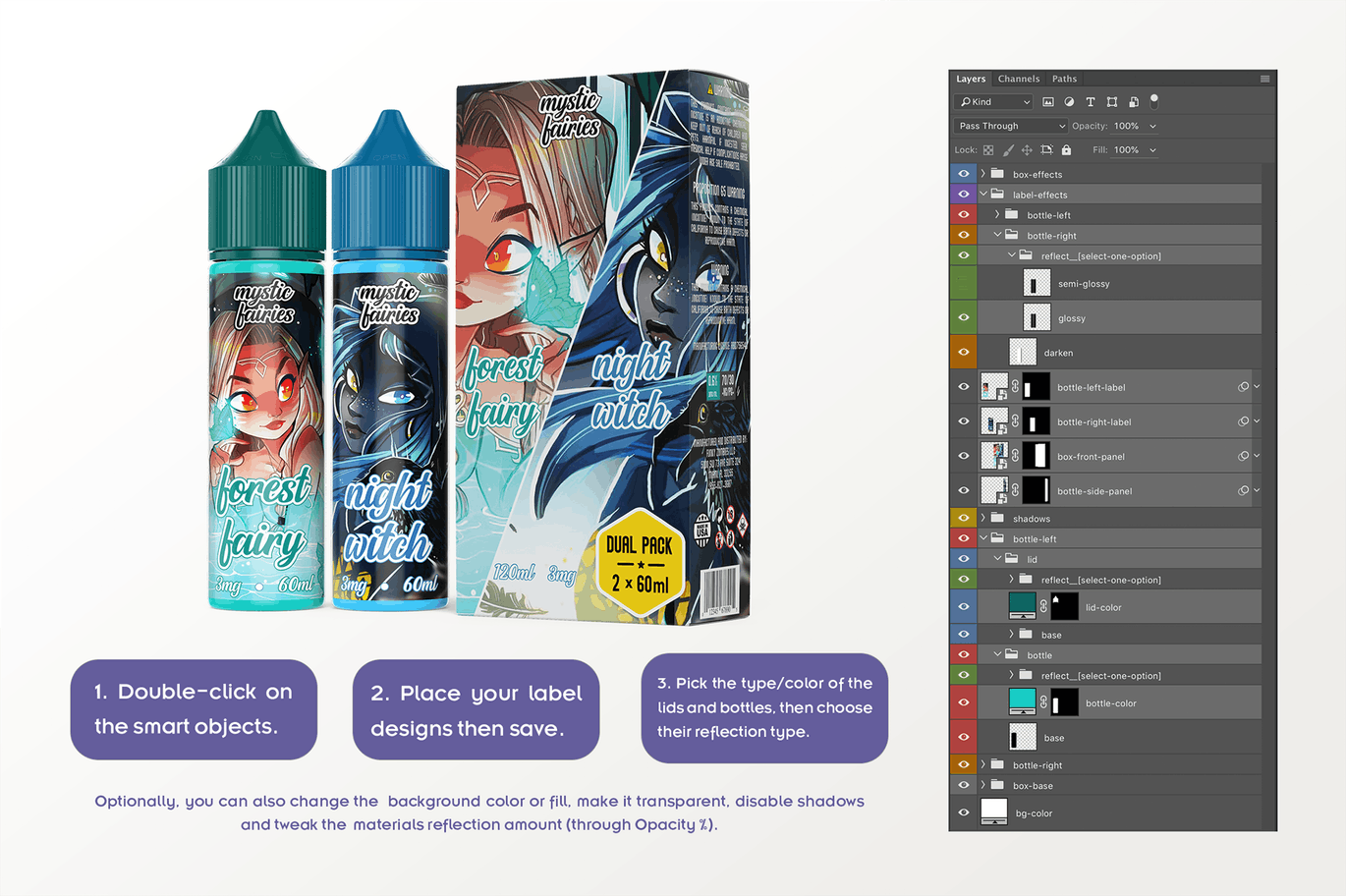 60ml容量电子烟烟油瓶设计样机模板 eLiquid Bottle Mockup v. 60ml-D插图(8)