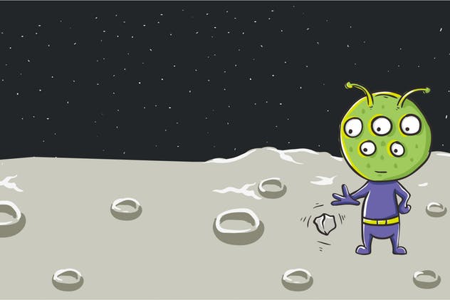绿色外星人矢量插画设计素材 Green Alien Vector Illustration插图1