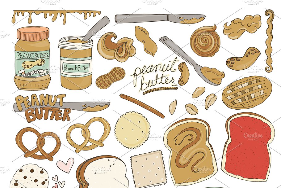 花生酱食物手绘矢量插图 Food Illustrations – Peanut Butter插图(1)