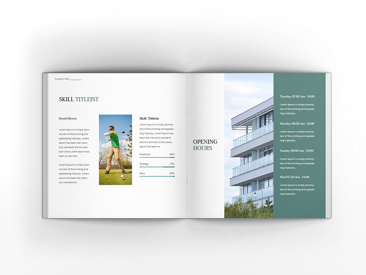 高尔夫俱乐部/体育运动场馆介绍画册设计模板 Golf Square Brochure Template插图7