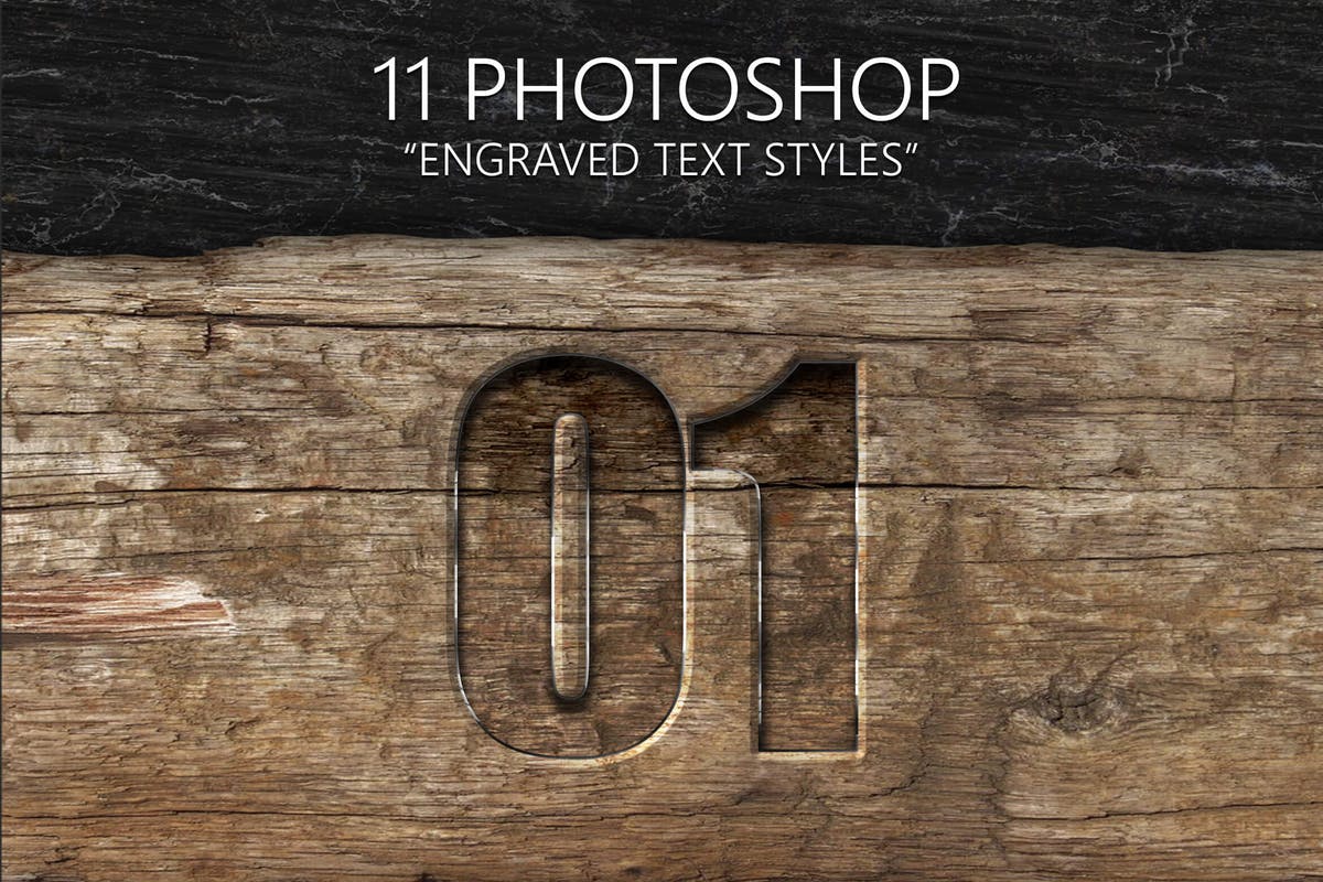 11种雕刻文字图层样式 11 Engraved Text Styles插图