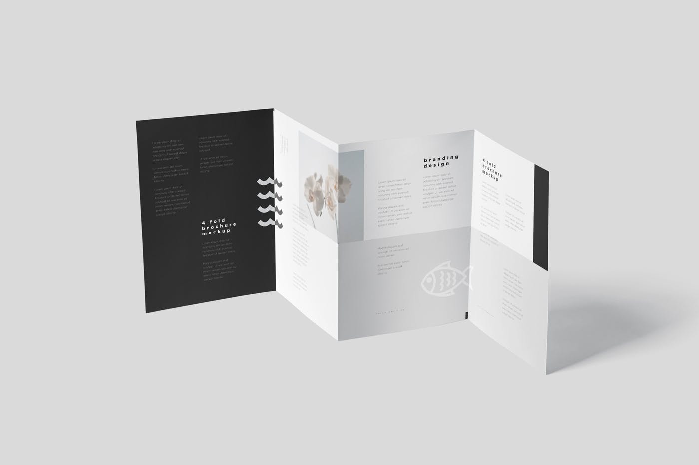 多尺寸四折页宣传册印刷效果图样机模板 4-Fold Brochure Mockup Set – Din A4 A5 A6插图(4)