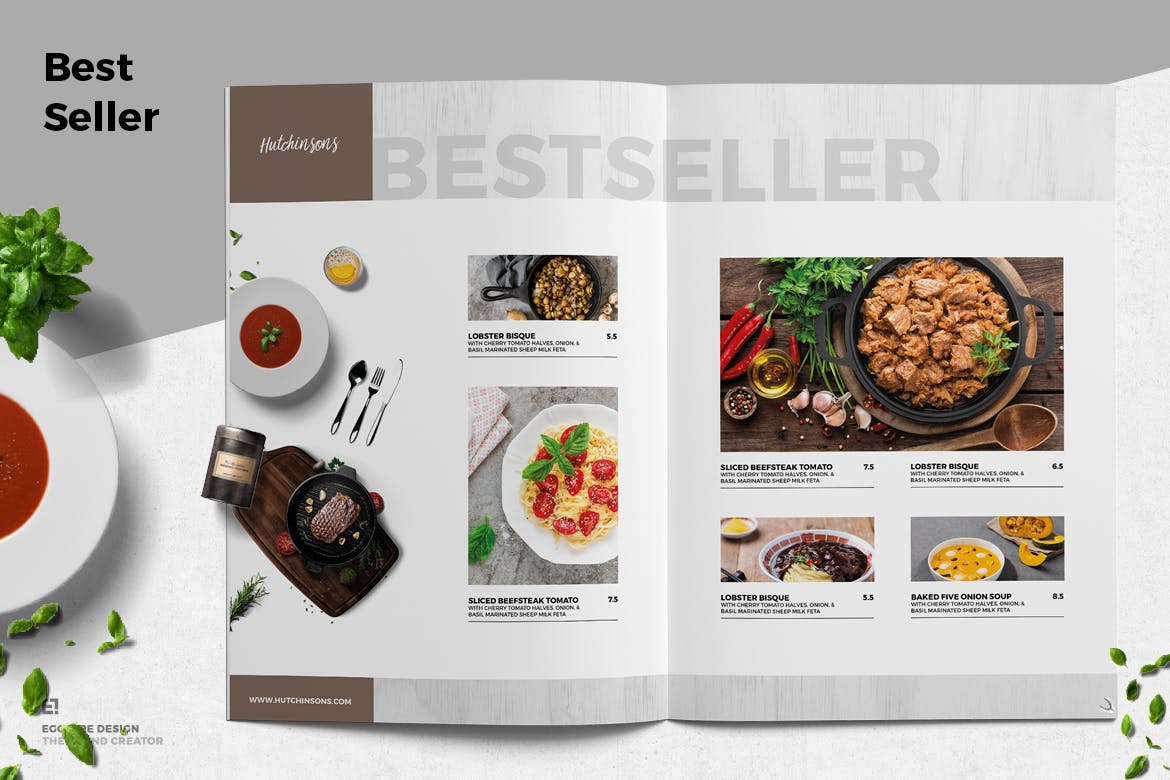 高品质的高端时尚餐厅餐厅菜单菜谱设计模板插图(4)