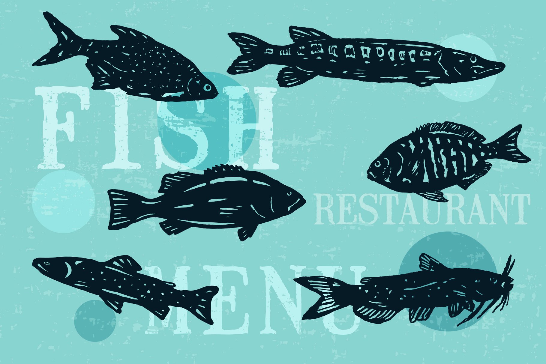 复古单色海洋&河流鱼类印刷插图 Hand-drawn fish vectors插图3