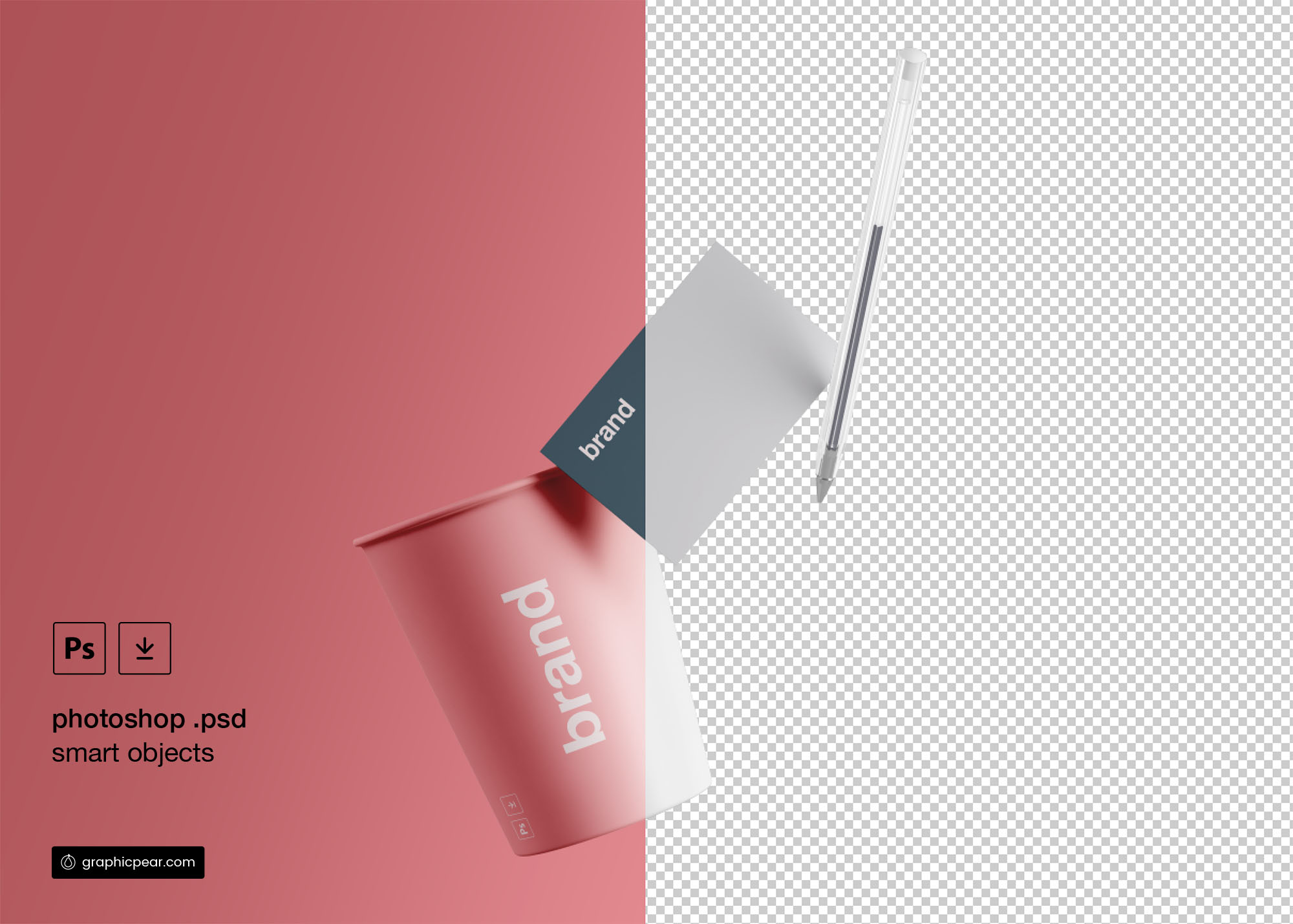 杯子和名片品牌VI设计预览样机模板 Cup & Business Card Branding Mockup插图(2)