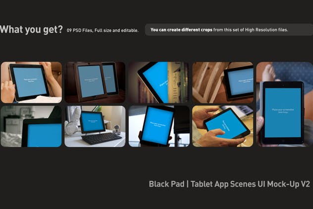 iPad平板电脑演示APP设计样机模板 Black iPad | Tablet App Scenes UI Mock-Up插图(2)