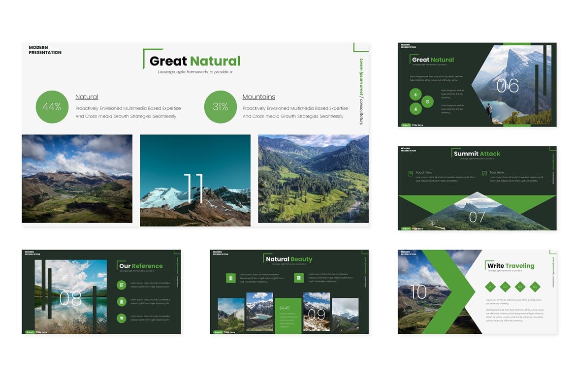 自然景观旅游主题谷歌幻灯片模板 Greenola – Google Slides Template插图2