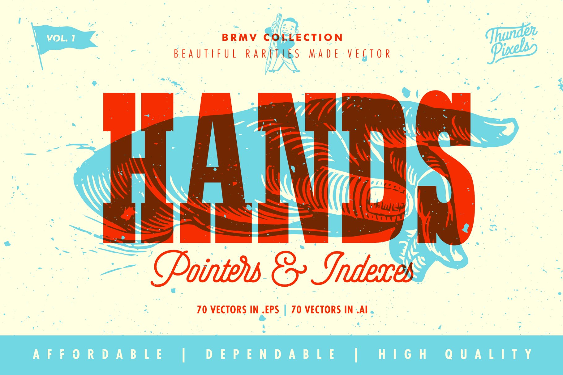 复刻维多利亚时代雕刻风格手势插画 Hand Pointers & Indexes – BRMV 01插图