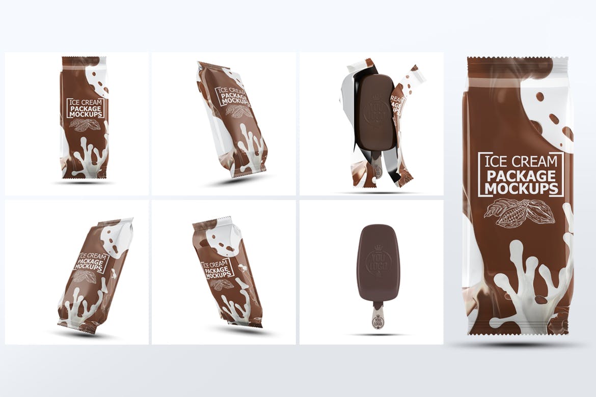 时尚高端的冰淇淋雪糕包装设计VI样机展示模型mockups插图(1)