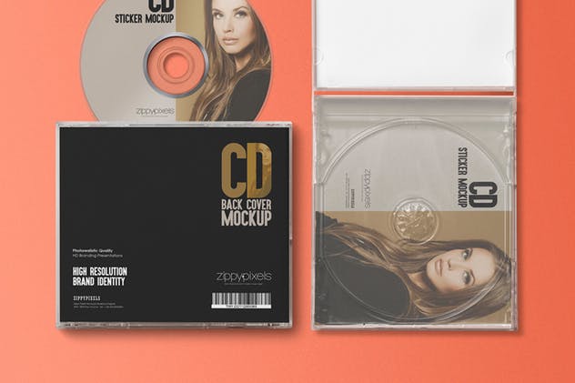 音乐CD光盘&包装盒样机 CD Label & Case Mockups插图(7)