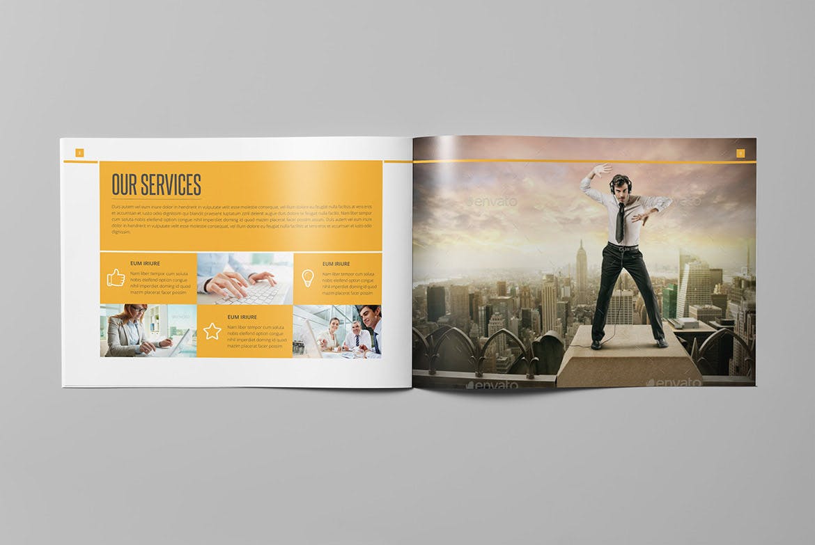 多用途公司彩页画册版式设计模板 Multipurpose Business Landscape Brochure插图(4)