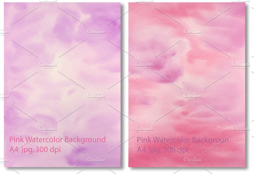 粉红水彩图案纹理背景 Pink Watercolor Texture Background插图(1)