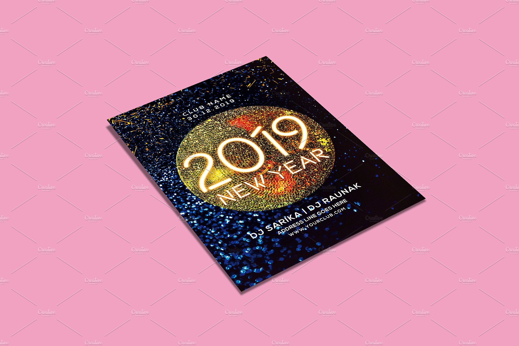 新年聚会海报模板 New Year Party Flyer [psd]插图(3)