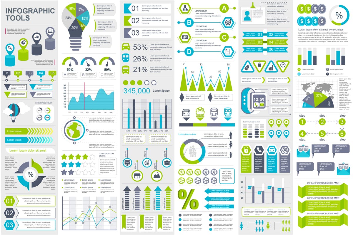 数据统计分析报告信息图表幻灯片设计元素 Infographic Elements插图